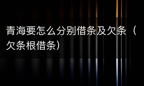 青海要怎么分别借条及欠条（欠条根借条）