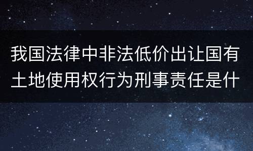 我国法律中非法低价出让国有土地使用权行为刑事责任是什么
