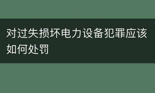 对过失损坏电力设备犯罪应该如何处罚