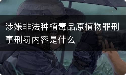 涉嫌非法种植毒品原植物罪刑事刑罚内容是什么