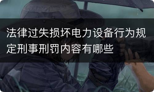 法律过失损坏电力设备行为规定刑事刑罚内容有哪些