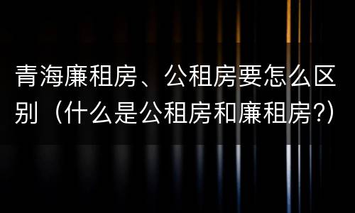 青海廉租房、公租房要怎么区别（什么是公租房和廉租房?）