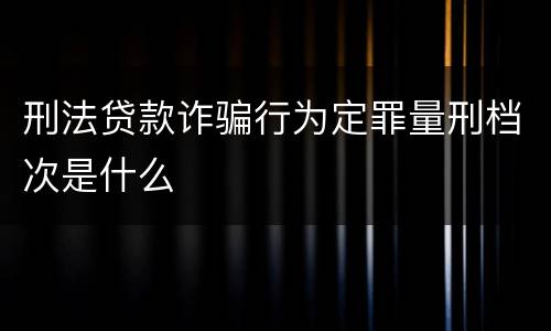刑法贷款诈骗行为定罪量刑档次是什么