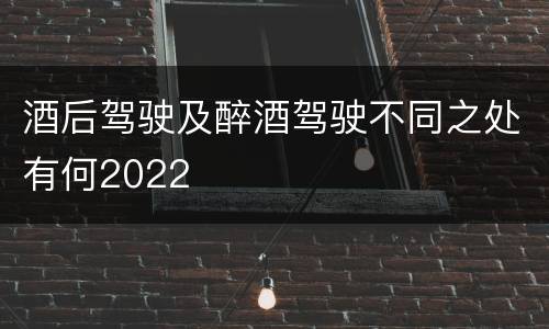 酒后驾驶及醉酒驾驶不同之处有何2022