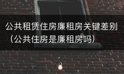 公共租赁住房廉租房关键差别（公共住房是廉租房吗）