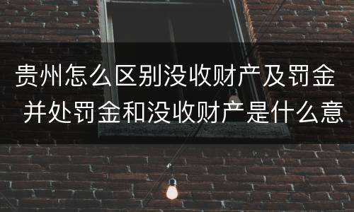 贵州怎么区别没收财产及罚金 并处罚金和没收财产是什么意思