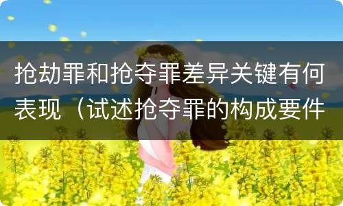 抢劫罪和抢夺罪差异关键有何表现（试述抢夺罪的构成要件以及与抢劫罪的区别）