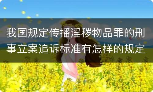 我国规定传播淫秽物品罪的刑事立案追诉标准有怎样的规定
