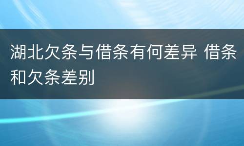 湖北欠条与借条有何差异 借条和欠条差别