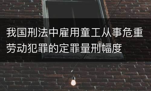 我国刑法中雇用童工从事危重劳动犯罪的定罪量刑幅度