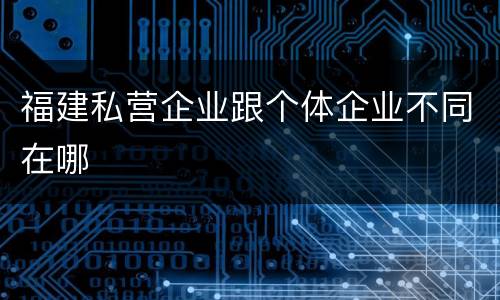 福建私营企业跟个体企业不同在哪