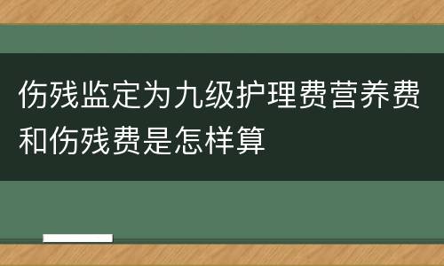 伤残监定为九级护理费营养费和伤残费是怎样算