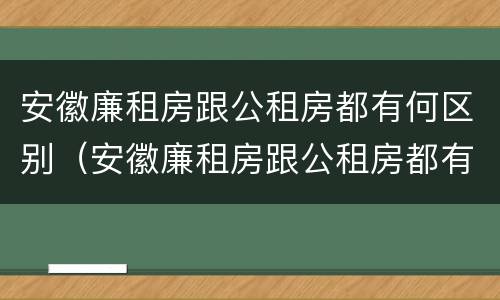 安徽廉租房跟公租房都有何区别（安徽廉租房跟公租房都有何区别呢）