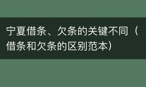 宁夏借条、欠条的关键不同（借条和欠条的区别范本）