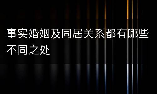 事实婚姻及同居关系都有哪些不同之处
