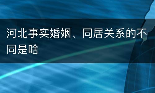 河北事实婚姻、同居关系的不同是啥