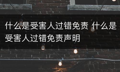 什么是受害人过错免责 什么是受害人过错免责声明