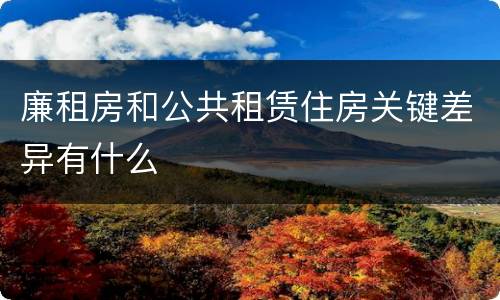 廉租房和公共租赁住房关键差异有什么