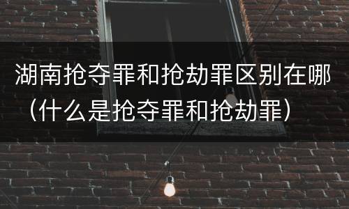 湖南抢夺罪和抢劫罪区别在哪（什么是抢夺罪和抢劫罪）