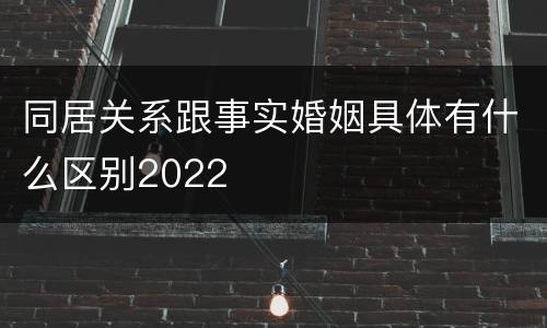 同居关系跟事实婚姻具体有什么区别2022