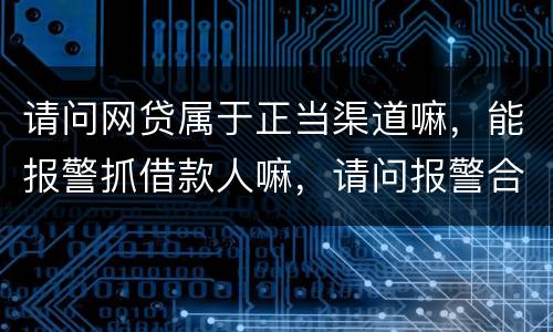 请问网贷属于正当渠道嘛，能报警抓借款人嘛，请问报警合理嘛