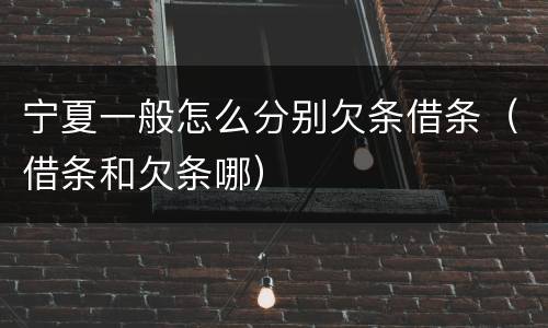 宁夏一般怎么分别欠条借条（借条和欠条哪）