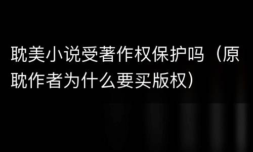 耽美小说受著作权保护吗（原耽作者为什么要买版权）