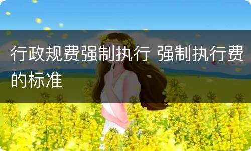 行政规费强制执行 强制执行费的标准