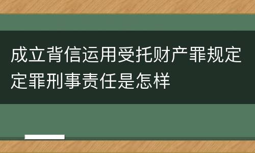 成立背信运用受托财产罪规定定罪刑事责任是怎样