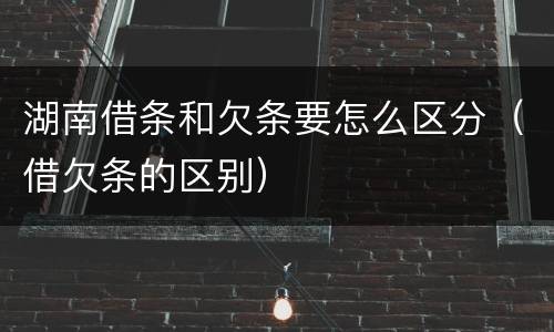 湖南借条和欠条要怎么区分（借欠条的区别）