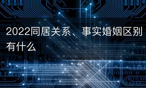 2022同居关系、事实婚姻区别有什么