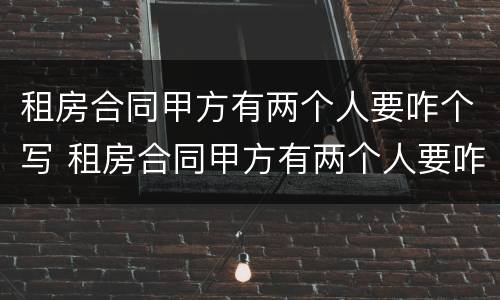 租房合同甲方有两个人要咋个写 租房合同甲方有两个人要咋个写呢
