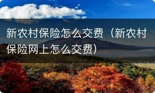 新农村保险怎么交费（新农村保险网上怎么交费）