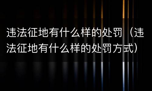 违法征地有什么样的处罚（违法征地有什么样的处罚方式）