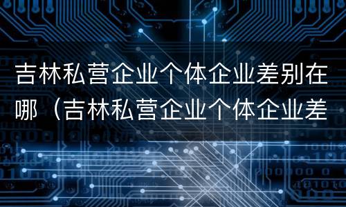 吉林私营企业个体企业差别在哪（吉林私营企业个体企业差别在哪查）