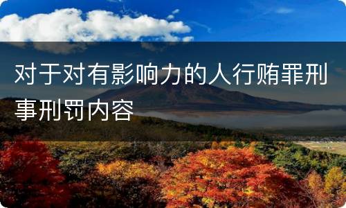 对于对有影响力的人行贿罪刑事刑罚内容