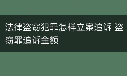 法律盗窃犯罪怎样立案追诉 盗窃罪追诉金额