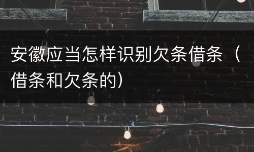 安徽应当怎样识别欠条借条（借条和欠条的）