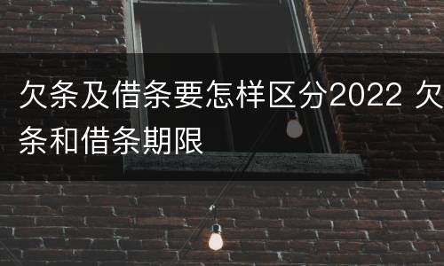 欠条及借条要怎样区分2022 欠条和借条期限
