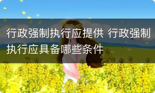 行政强制执行应提供 行政强制执行应具备哪些条件