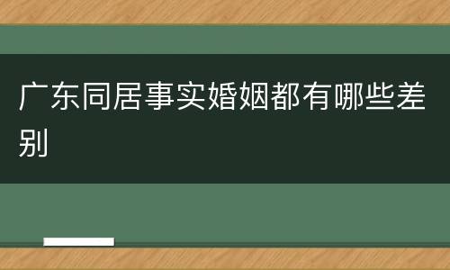 广东同居事实婚姻都有哪些差别