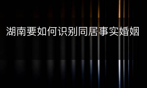 湖南要如何识别同居事实婚姻
