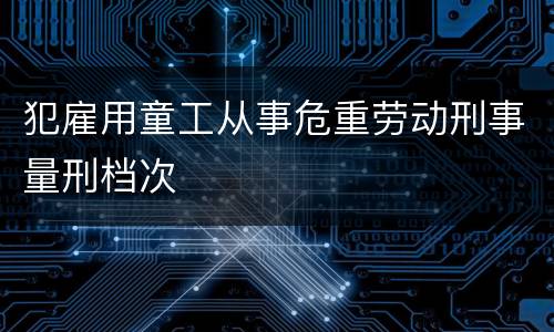 犯雇用童工从事危重劳动刑事量刑档次