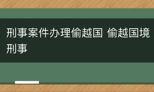 刑事案件办理偷越国 偷越国境刑事