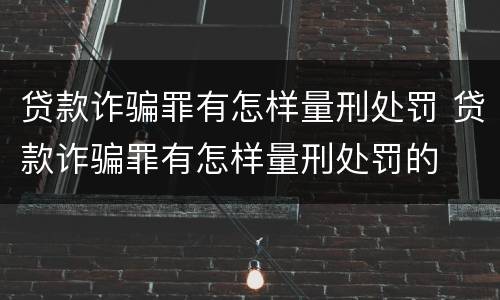贷款诈骗罪有怎样量刑处罚 贷款诈骗罪有怎样量刑处罚的