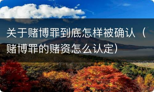 关于赌博罪到底怎样被确认（赌博罪的赌资怎么认定）