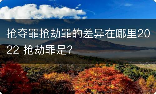 抢夺罪抢劫罪的差异在哪里2022 抢劫罪是?
