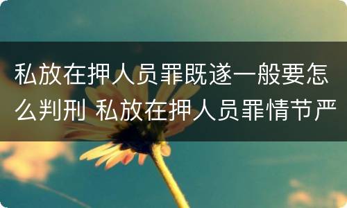 私放在押人员罪既遂一般要怎么判刑 私放在押人员罪情节严重