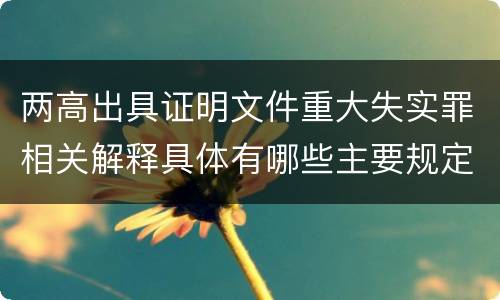 两高出具证明文件重大失实罪相关解释具体有哪些主要规定