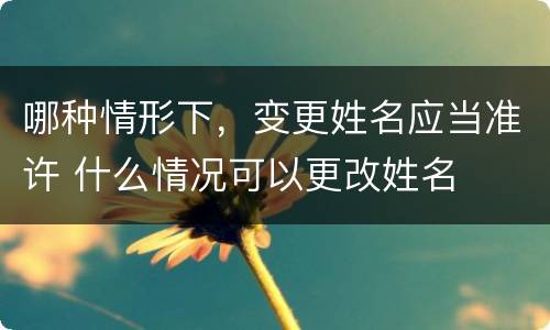 哪种情形下，变更姓名应当准许 什么情况可以更改姓名